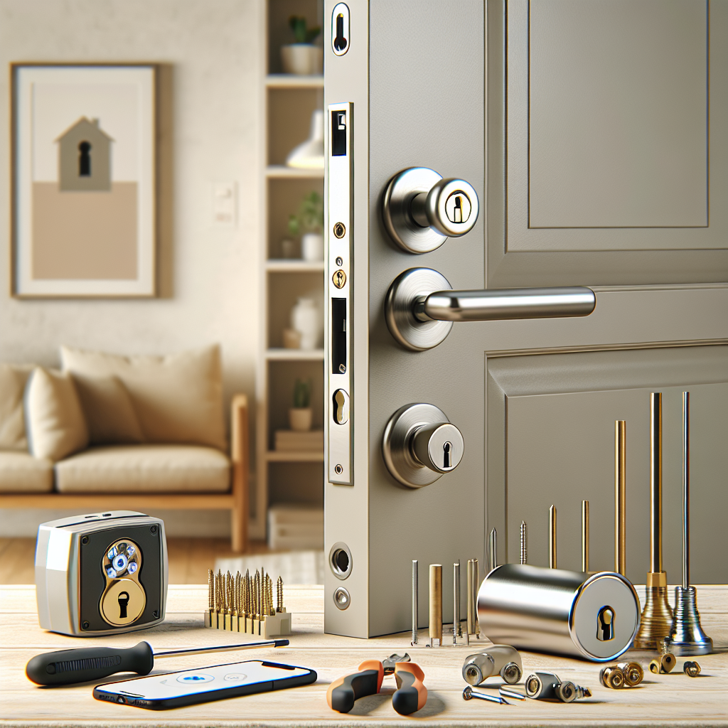 קלוז-אפ של דלת ביתית בצבע נייטרלי בעת התקנת צילינדר חדש, עם מבחר צילינדרים ומנעולים כולל מנעול חכם לכל סוגי הדלתות, מתאים למנעולן בנס ציונה ולמאמר על בחירת צילינדר לדלת.